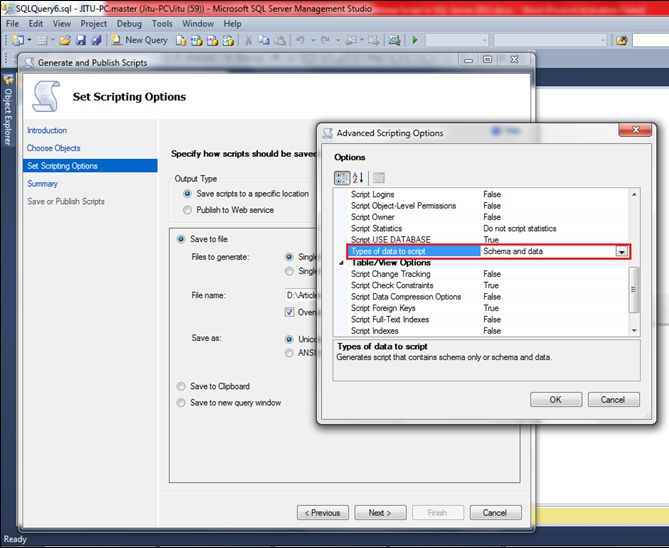 Types of data to script